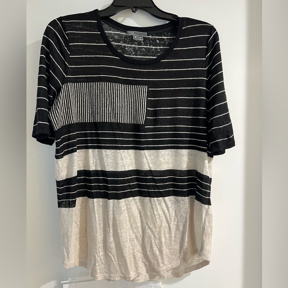 Vince Linen Drop-Shoulder Crew Neck T-Shirt size M